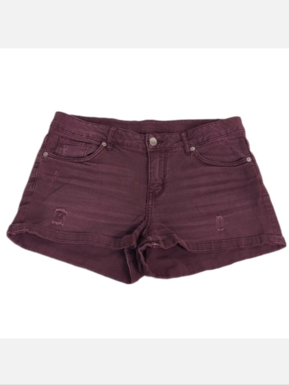 H&M Divided Denim Shorts Cuffed Purple Distressed Womens Size 8